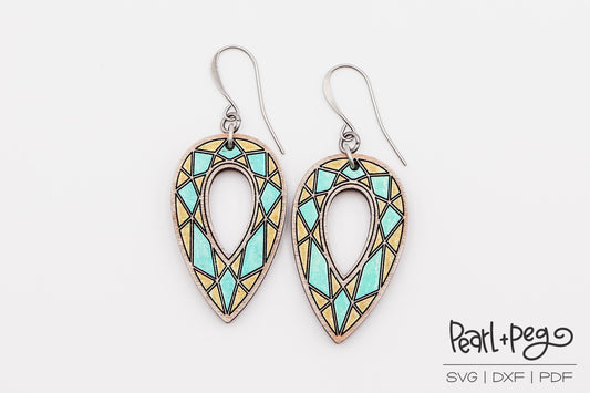 Upside Down Teardrop Gem Hoop Laser Engraved Earrings Digital Download