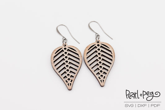 Elegant Leaf Cutout Laser Engraved Earrings Digital Download