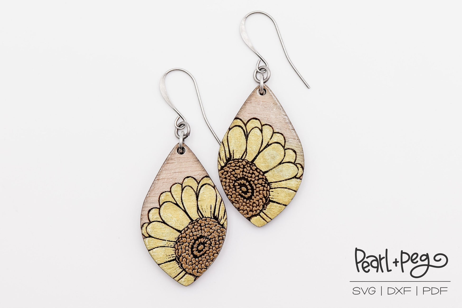 Gerber Daisy Floral Drop Laser Engraved Earrings Digital Download