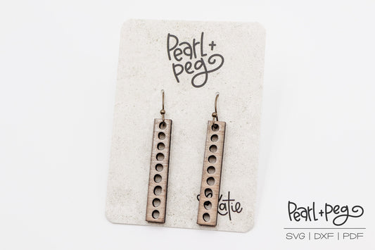 Dot Row Skinny Bar Laser Engraved Earrings Digital Download
