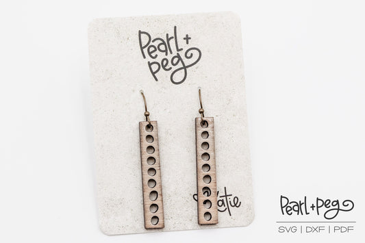 Dot Row Skinny Bar Laser Engraved Earrings Digital Download