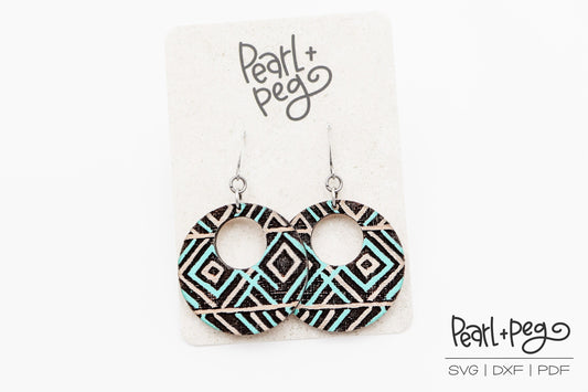 Tribal Hoop Reverse & Normal Engrave Laser Engraved Earrings Digital Download