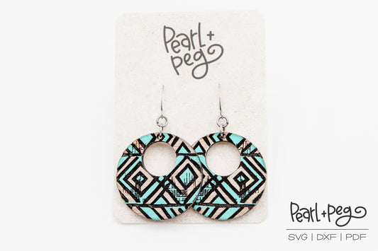 Tribal Hoop Reverse & Normal Engrave Laser Engraved Earrings Digital Download