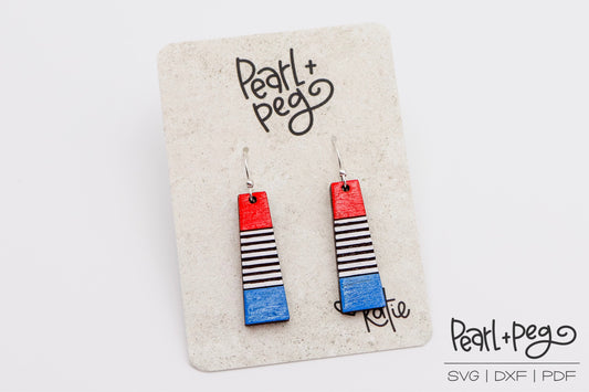 Score With Stripes 4th of July Laser Engraved Earrings Digital Download