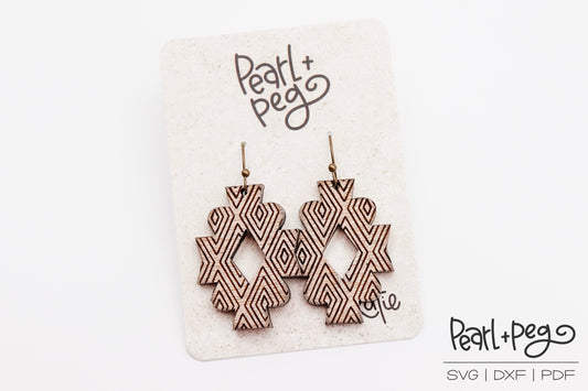 Geometric Aztec Curl Laser Engraved Earrings Digital Download