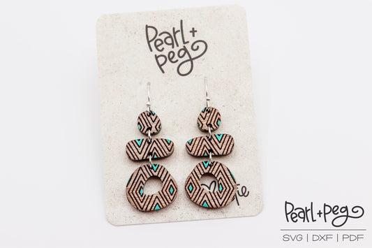 Geometric Abstract 3 Stack Laser Engraved Earrings Digital Download