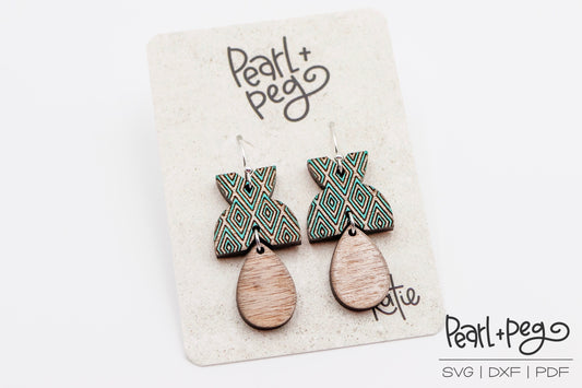 Geometric X and Hoop Laser Engraved Earrings Digital Download