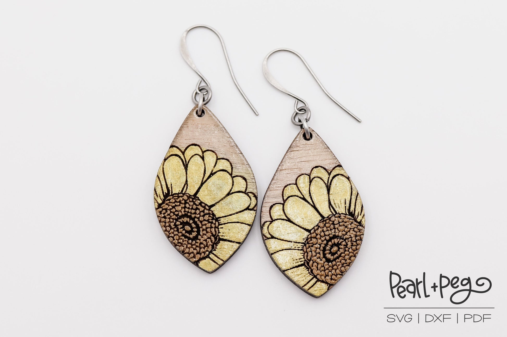 Gerber Daisy Floral Drop Laser Engraved Earrings Digital Download