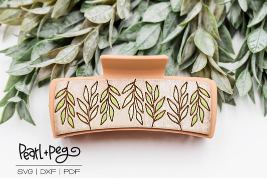 Stacked Laurel Laser Engraved Hair Clip File