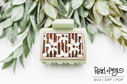 Flowers On The Line Laser Engraved Hair Clip File