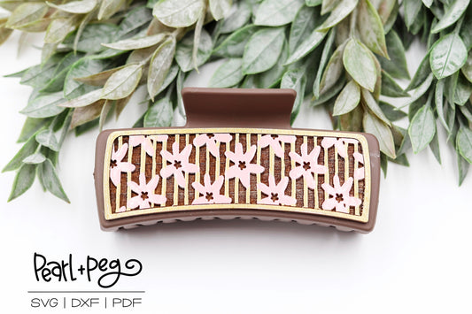 Flowers On The Line Laser Engraved Hair Clip File