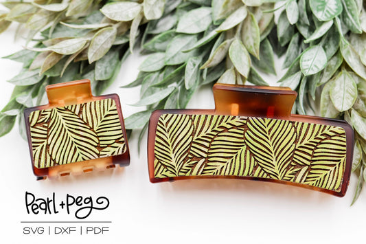 Leaf Outlines Laser Engraved Hair Clip File