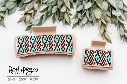 Aztec Pattern Hair Clip Laser Engraved Hair Clip File
