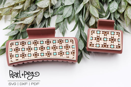 Quilted Pattern 2 Options Laser Engraved Hair Clip File