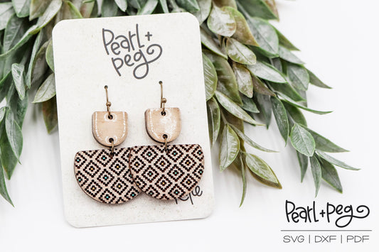 BOHO Aztec 2 Part Semi Circle Laser Engraved Earrings Digital Download