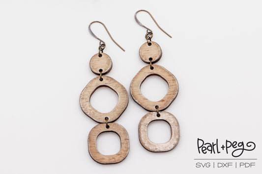 3 Piece Hoop Dangles Laser Engraved Earrings Digital Download