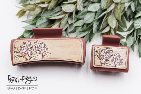 Hydrangea Cluster Laser Engraved Hair Clip File