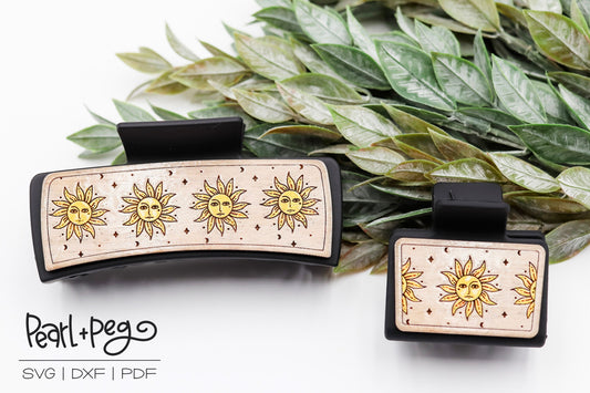 Celestial Sun Hair Clip Laser Engraved Hair Clip File