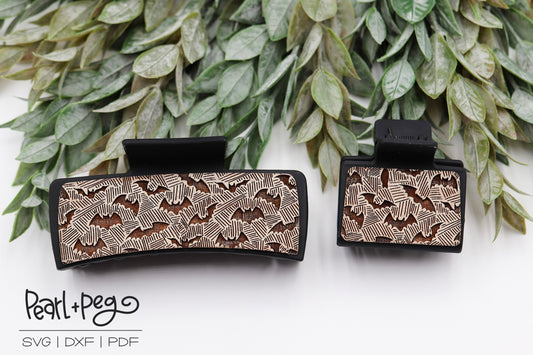 Scattered Bats Laser Engraved Hair Clip File