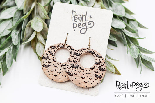 Floating Bats Hoop Laser Engraved Earrings Digital Download