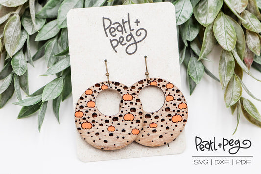 Floating Pumpkins Hoop Laser Engraved Earrings Digital Download