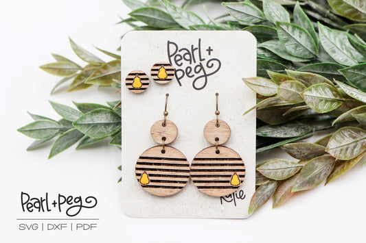 Striped Gourd with Studs Laser Engraved Earrings Digital Download