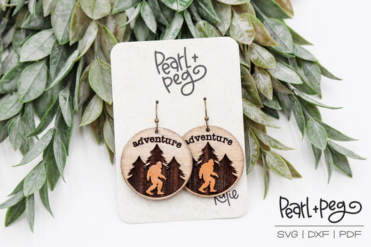 Adventure Sasquatch Laser Engraved Earrings Digital Download