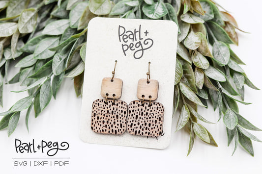 Splatter Pattern 2 Part Squares Laser Engraved Earrings Digital Download