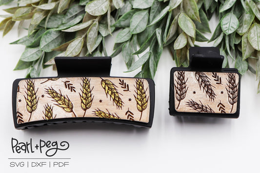 Wheat Patterned Laser Engraved Hair Clip File