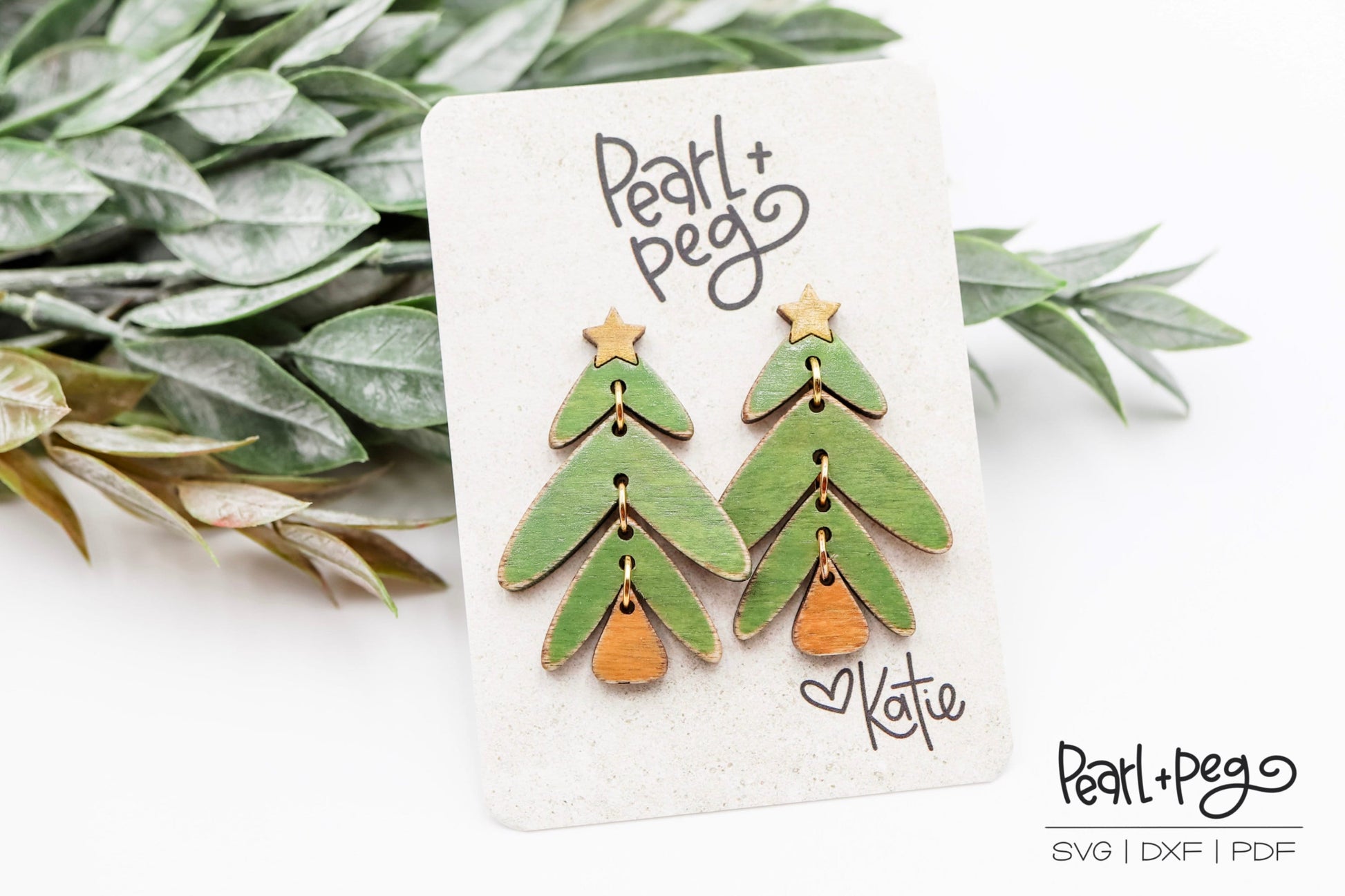 Layered Tree Dangles Laser Engraved Earrings Digital Download