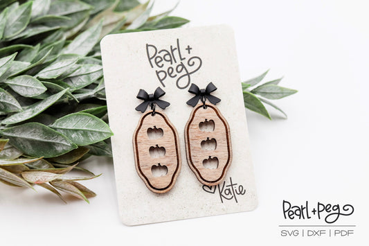 Bordered Pumpkins Laser Engraved Earrings Digital Download