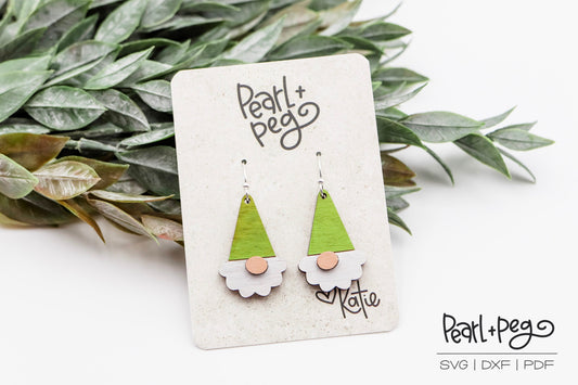Christmas Gnome Laser Engraved Earrings Digital Download