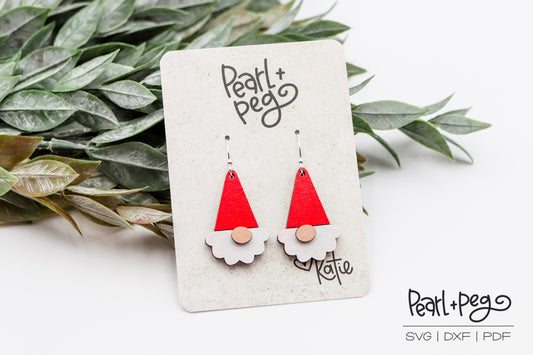 Christmas Gnome Laser Engraved Earrings Digital Download