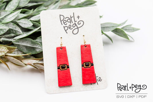 Santa Elf Belt Bar Laser Engraved Earrings Digital Download