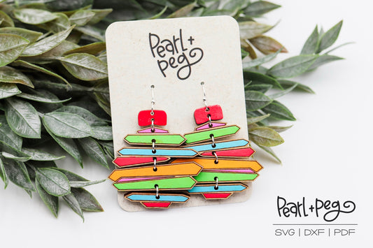 Ornament Multi Part Laser Engraved Earrings Digital Download