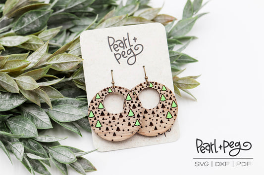 Floating Tree Hoops Laser Engraved Earrings Digital Download