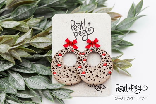 Floating Santa Hat Laser Engraved Earrings Digital Download