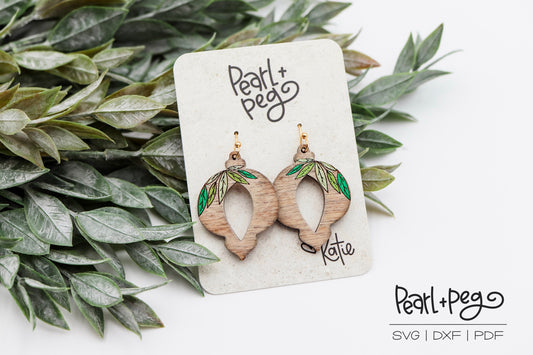Ornament Leaf Swag Laser Engraved Earrings Digital Download