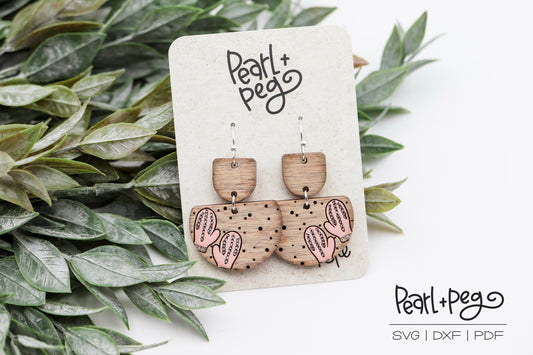 Snow with Mittens 2 Part Laser Engraved Earrings Digital Download