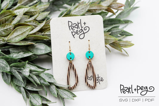 Striped Long Hoop 2 Part Laser Engraved Earrings Digital Download