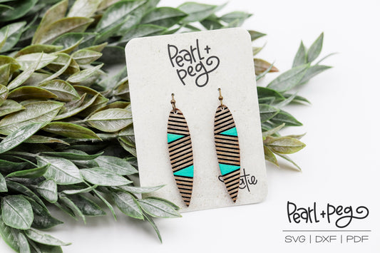 Long Zig Zag Point Laser Engraved Earrings Digital Download
