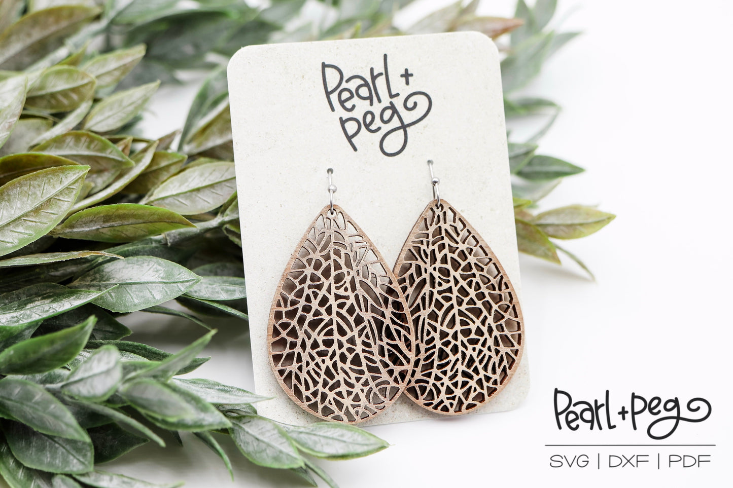 Large Hoop Leaf Laser Engraved Earrings Digital Download