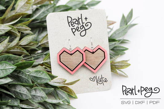 Geometric Heart Laser Cut Engraved Earring File