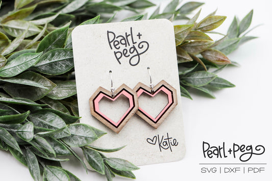 Geometric Heart Laser Cut Engraved Earring File