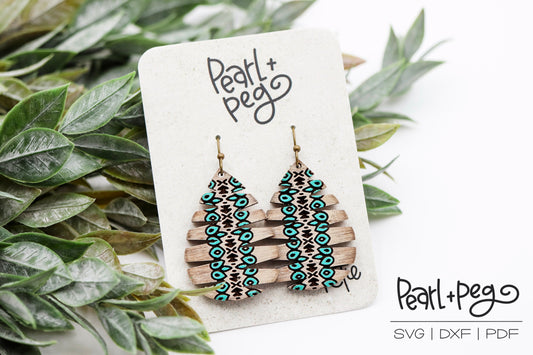 Tribal Feather Aztec Laser Engraved Earrings Digital Download File