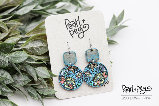 Under The Sea Mandala Laser Engraved Earrings Digital Download