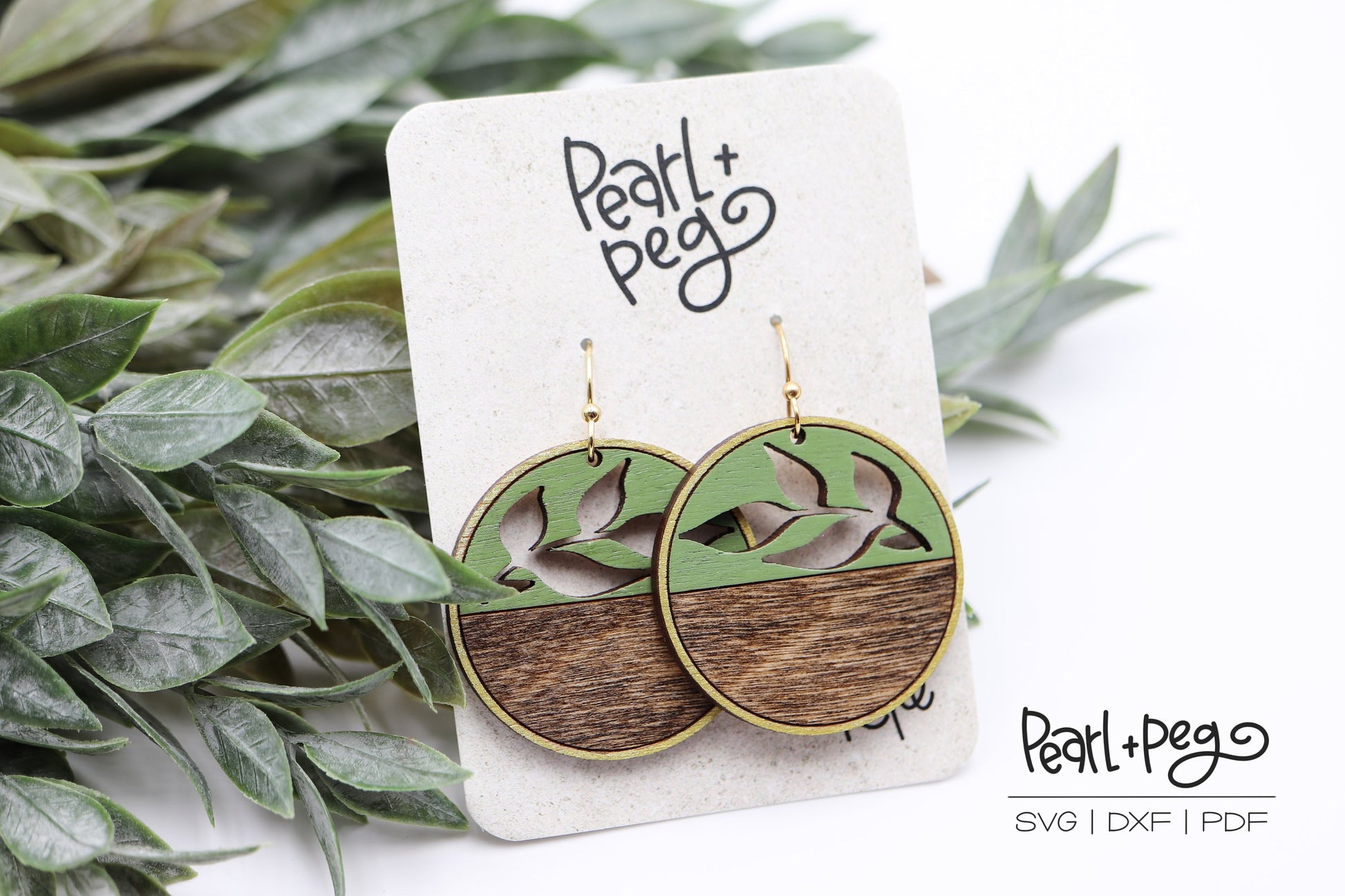 Round Half Leaf Cutout Laser Engraved Earrings Digital Download