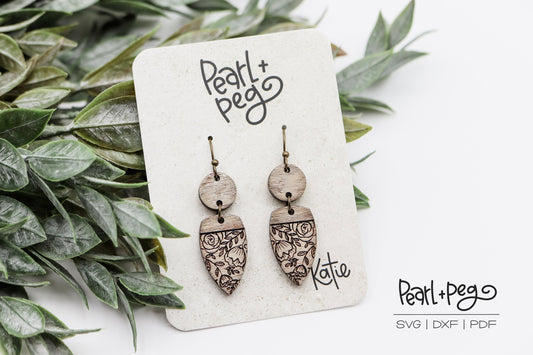 Victorian Spear 2 Part Laser Engraved Earrings Digital Download