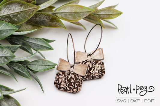 Dainty Bow With Lace and Stud Option Laser Engraved Earrings Digital Download