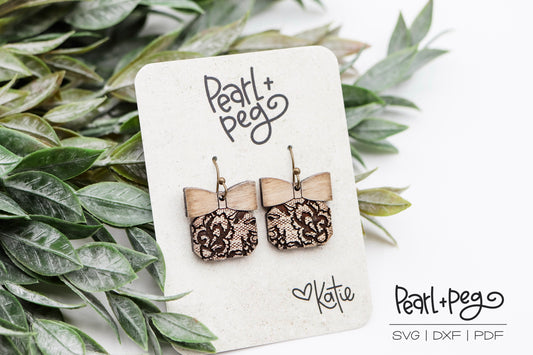 Dainty Bow With Lace and Stud Option Laser Engraved Earrings Digital Download